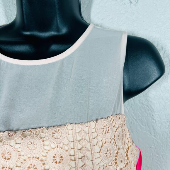 NEW! Betsey Johnson Crochet Blush Dress Sleeveless Mesh Top Bodice Ruffle - 6 - Picture 3 of 6